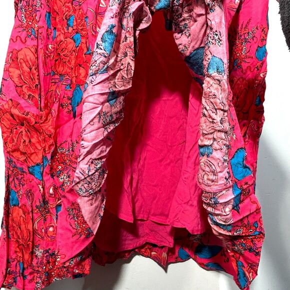 NWT Free People Yara Floral Mini Dress Rose Flowy Flutter Sleeves Pocket M - Picture 9 of 12